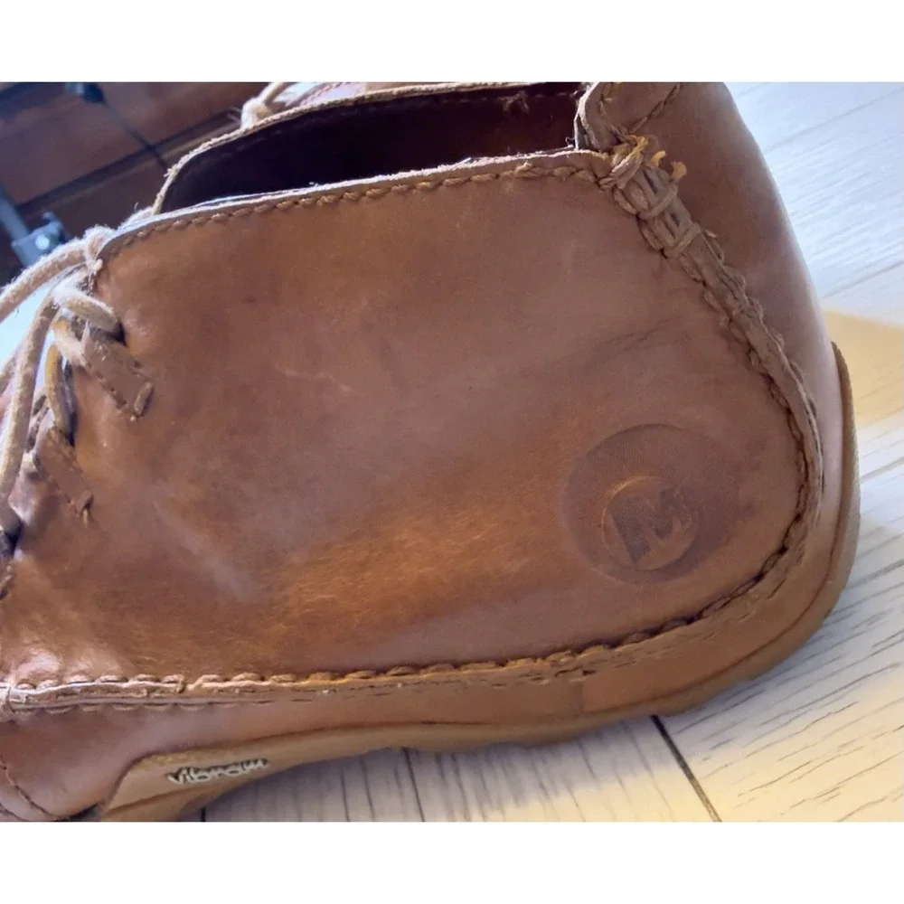 Merrell Men Apollo Autumn Tan Chukka Leather Lace Up Ankle Boots Vibram Sole 10